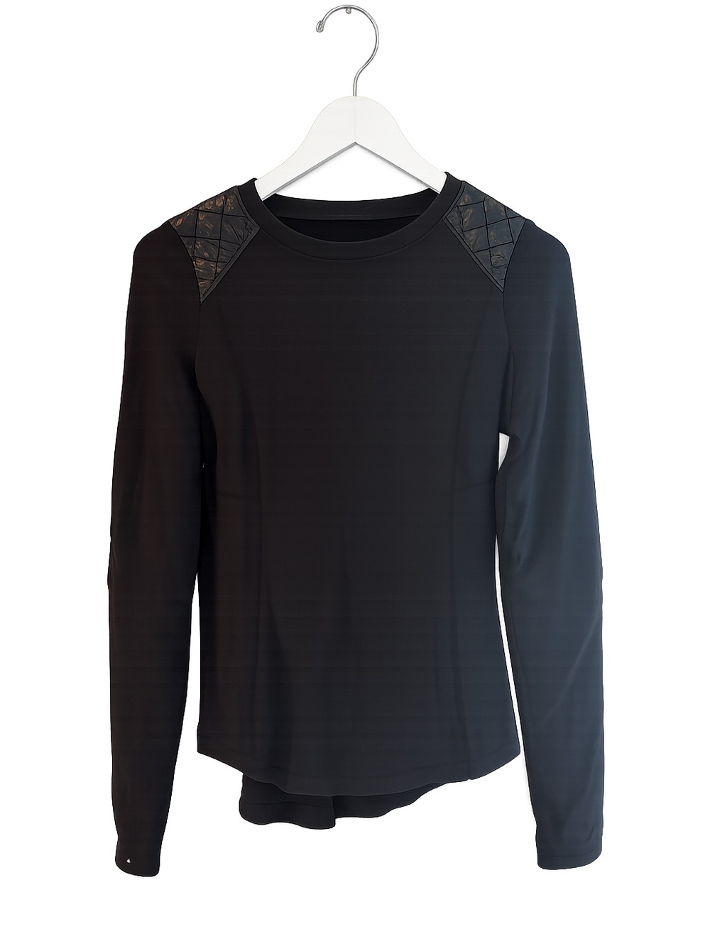 Lululemon Black Long-Sleeve Top with Quilted Shoulder & Elbow Panels Size 4
